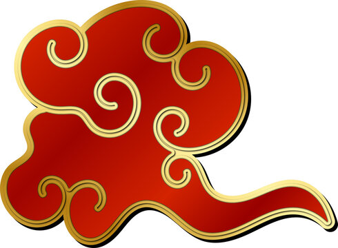 Red and Gold Asian Chinese Japanese Cloud