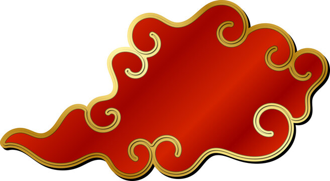 Red and Gold Asian Chinese Japanese Cloud