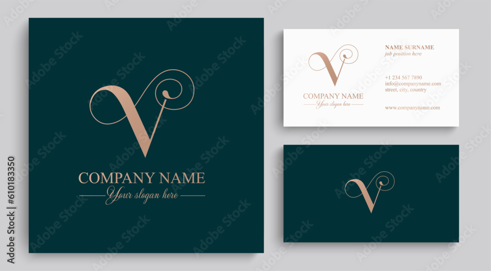 Sticker v logo. v letter logo template elements. personal monogram. vector elegant logo