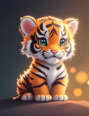 Fototapeta na wymiar Tiger cute cartoon