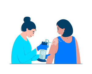 The doctor performs the procedure of cooling the affected area of the skin with liquid nitrogen. Cryosurgery is used to treat benign and malignant skin lesions. Flat.