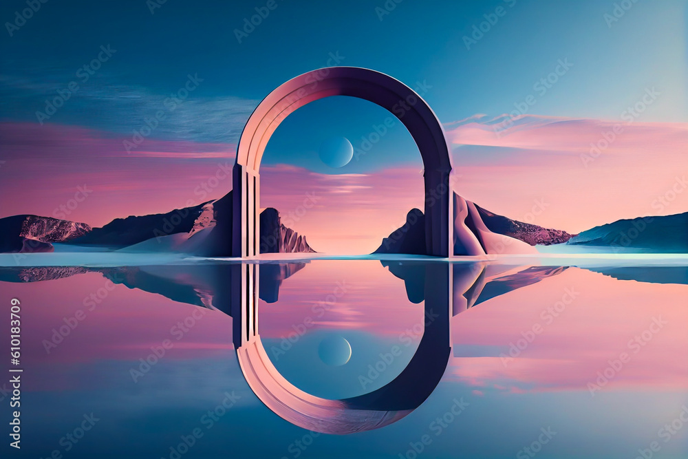 Wall mural abstract panoramic background, created with generative ai technology