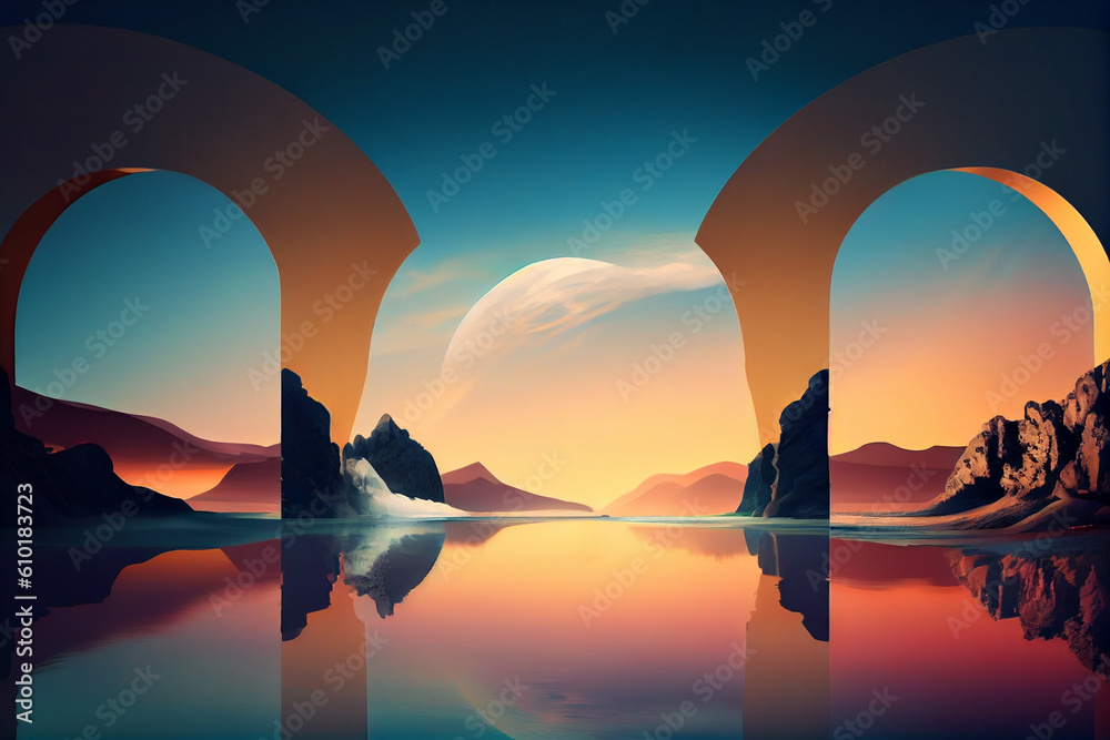 Wall mural abstract panoramic background ,created with generative ai technology