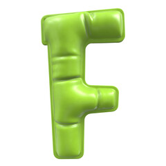 F Font Green Balloon 3D Render