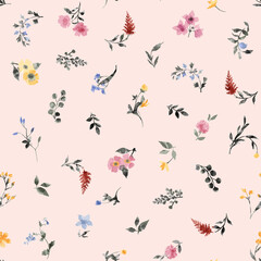 abstract multicolor small flowers all over textiles design illustration digital image, can be used for gift paper and clothes motif