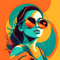 Fototapeta na wymiar girl with sunglasses, generated with the help of AI