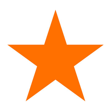 Illustration of an orange regular pentagonal star. Perfect for graphic assets, children's books, video editing, education about the solar system.