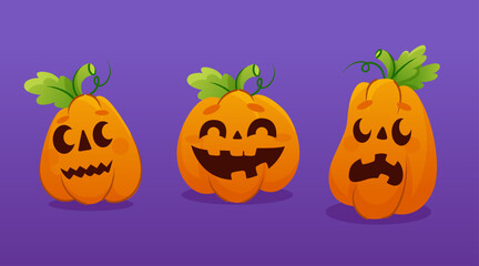 CARTOON HALLOWEEN PUMPKIN VECTOR COLLECTION