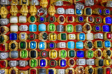 Many different imitation jewelry
rings on vietnamese night market
