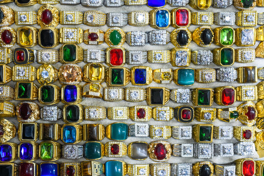 Many different imitation jewelry
rings on vietnamese night market