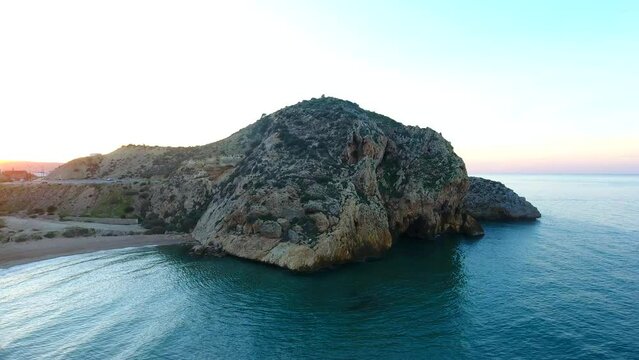 aerial shot of porsay tlemcen beach at sunset