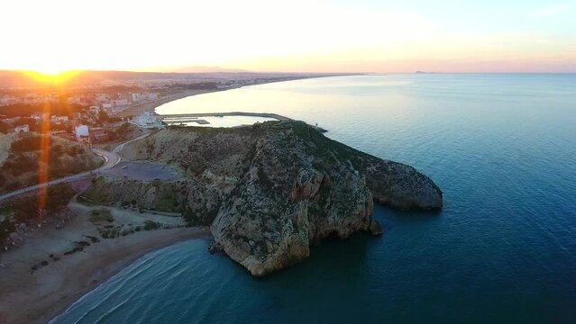 aerial shot of porsay tlemcen beach at sunset