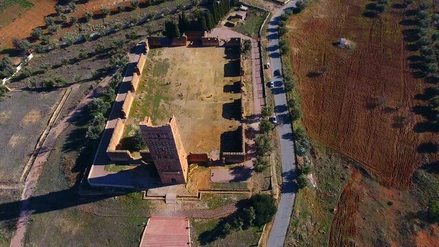 drone shot of the tower of the chateau el mansourah Tlemcen Algeria