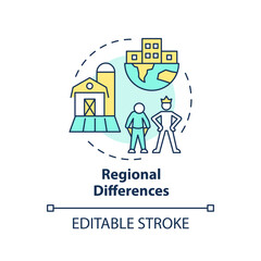 Regional differences concept icon. Developing country. Income and expenses. Cost of living. Income disparity abstract idea thin line illustration. Isolated outline drawing. Editable stroke
