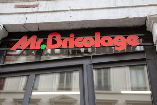 Mr Bricolage sign logo and text brand on entrance store building shop French retail chain home improvement diy do-it-yourself goods market