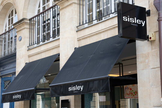 Sisley paris logo brand and text sign for perfume store facade cosmetic makeup luxury boutique