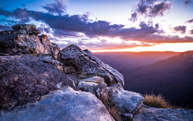 Sunset in the Blue Mountains, Lincoln Rock, NSW, Australia,