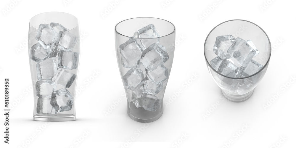 Wall mural ice cubes on glass transparent background