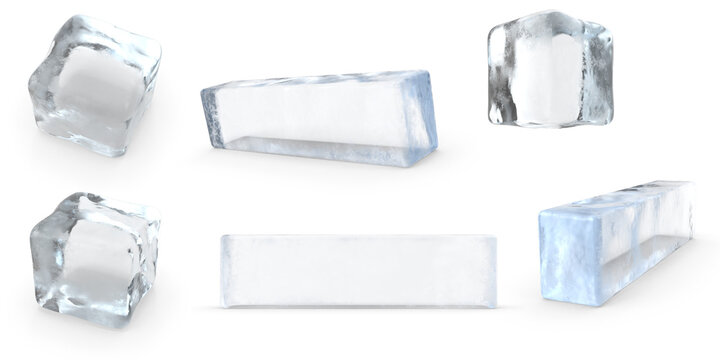ice cubes on transparent background