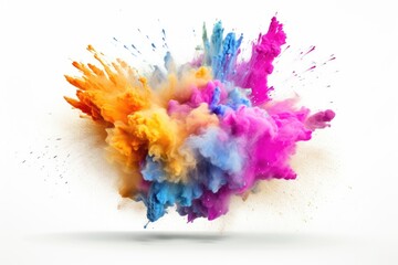 Fototapeta na wymiar Explosion of colored powder on white background. Colorful. Generative AI