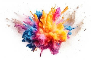 Fototapeta na wymiar Explosion of Oil paint powder on white background. Colorful. Generative AI
