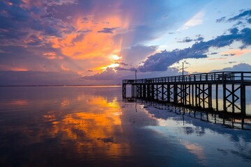 Mobile Bay at sunset in Daphne, Alabama