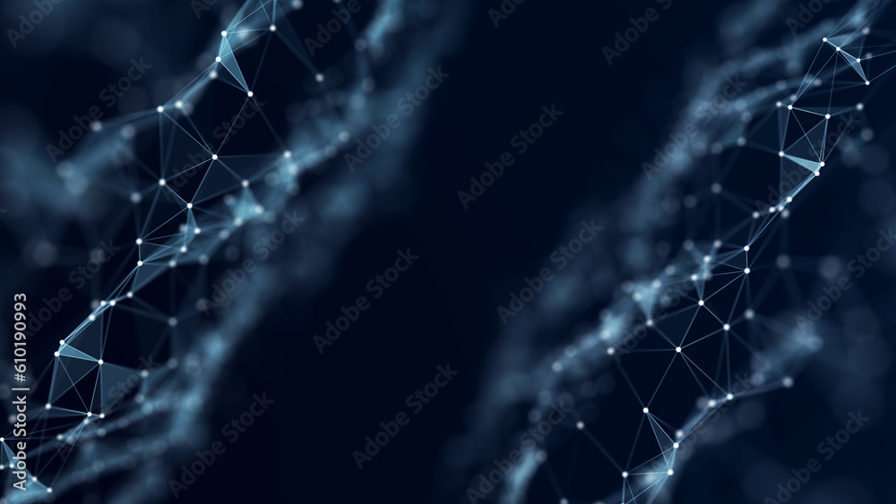 Poster Technological background . Network connection structure. Digital data communication. 3D