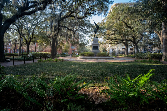 Monument in historic square in Savannah, Georgia.