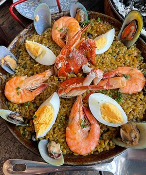 Delicious Paella Valencian Served Hot