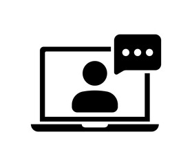 Chatting in Internet. Silhouette, black, online communication. Vector icons.