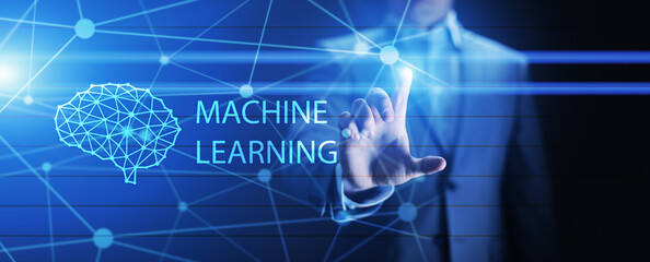 Machine Deep learning algorithms and AI Artificial intelligence. Internet and technology concept on virtual screen.