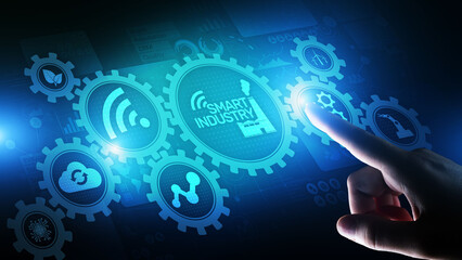 Smart industry 4.0, automation and optimisation concept on virtual. Business and modern technology concept.