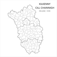 Vector Map of County Kilkenny (Countae Chill Chainnigh) with the Administrative Borders of County, Districts, Local Electoral Areas and Electoral Divisions from 2018 to 2023 - Republic of Ireland