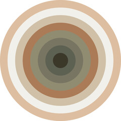 Circle with a set of pastel shades on a white background. Artistic sphere with arcuate stripes for trendy prints. Vector.