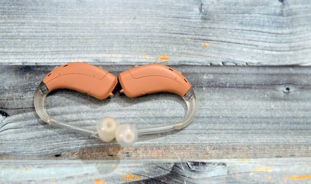 Cairo, Egypt, June 4 2023: Vesuvio Hearing Aid -XTM P beige color for seniors adults to improve hearing impairments and loss SNHL, a perfect solution for elderly by Sivantos India Pvt Ltd