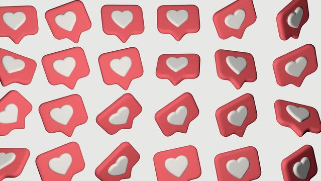 4K social media red heart counter, shows likes over time on a white background