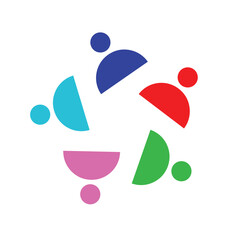 5 People togetherness and community concept logo abstract vector illustration eps