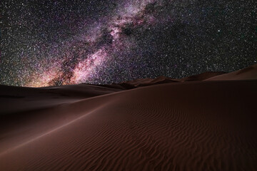 Fototapeta Amazing views of the Sahara desert under the night starry sky. obraz
