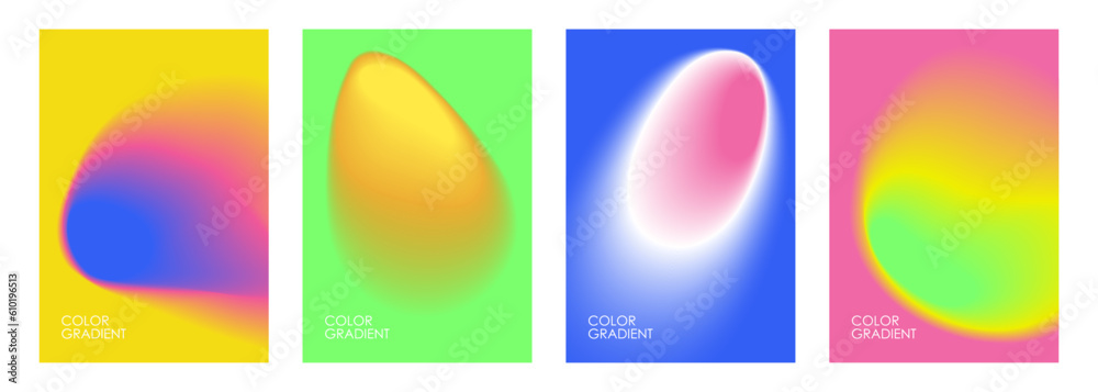 Poster blurred shapes. set of abstract backgrounds with color gradients. graphic templates collection for b