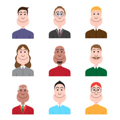 Cartoon vector illustration emotion smile face of human. Facial expression of human for game