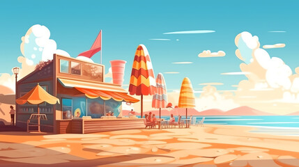 photo ice cream shop in summer ai generative