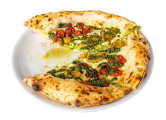 Pepperoni Pizza on Restaurant Plate, Salami Pizza with Different Tomatoes, Olives and Mozzarella Cheese
