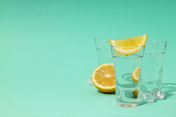 Concept of strong alcoholic drink - vodka drink