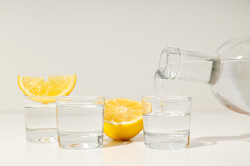 Concept of strong alcoholic drink - vodka drink