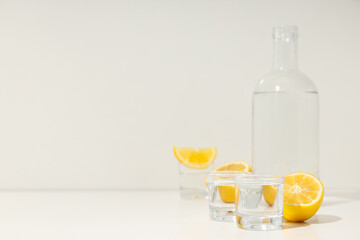 Concept of strong alcoholic drink - vodka drink