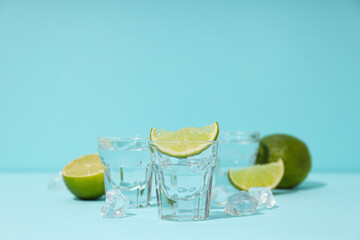 Concept of strong alcoholic drink - vodka drink