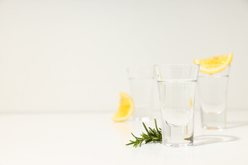 Concept of strong alcoholic drink - vodka drink