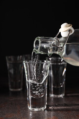Concept of strong alcoholic drink - vodka drink