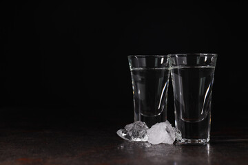 Concept of strong alcoholic drink - vodka drink
