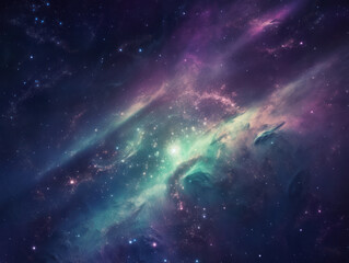 Obraz premium Night sky Universe filled with stars and nebula Galaxy abstract cosmos background. Created with Generative AI technology